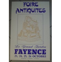 MANIFESTO POSTER - FOIRE ANTIQUITES LE GRAND JARDIN FAYENCE 1980ca (MAN)