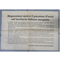 MANIFESTO R.S.I. DISPOSIZIONI CONTRO IL POSSESSO D'ARMI - COMANDO GERMANICO 1943