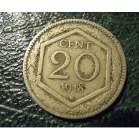 MONETA DEL REGNO D'ITALIA 20 CENT. ESAGONO DEL 1918  - 