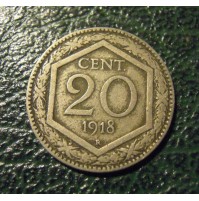 MONETA DEL REGNO D'ITALIA 20 CENT. ESAGONO DEL 1918  - (M-5-6)