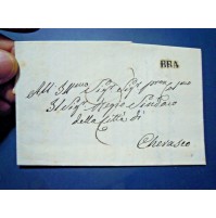 PREFILATELICA STORIA POSTALE DA BRA PER CHERASCO - 1842