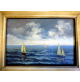 QUADRETTO CON MARE / MARINA / BARCHE A VELA - G. MUSSO -