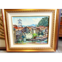 QUADRO DIPINTO AD OLIO PITTORE ALFREDO CAPPELLIN  75 X 66 CM - GARESSIO CUNEO