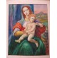 QUADRO SU CARTONCINO - ACQUARELLO - MADONNA CON BAMBINO - ANNI '50/'60