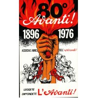 RARO ADESIVO VINTAGE - 80° AVANTI ! 1896-1976 - LEGGETE E DIFFONDETE - P.C.I.