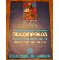 RARO MANIFESTO POSTER - CASINO' DI SANREMO ROOF GARDEN DISCOMARE83 -  (MAN)