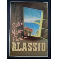 RIPRODUZIONE MANIFESTO - POSTER DI ALASSIO - 1930ca 