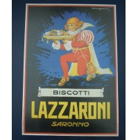 RIPRODUZIONE MANIFESTO - POSTER DI BISCOTTI LAZZARONI SARONNO  - 1930ca