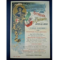 RIPRODUZIONE MANIFESTO - POSTER DI = GENOVA IV CENTENARIO SCOPERTA AMERICA