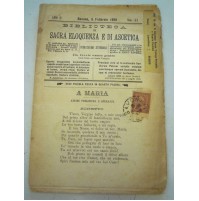 SAVONA 1891 - BIBLIOTECA DI SACRA ELOQUENZA E DI ASCETICA / SPEDITO ABBONAMENTO