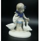 SCULTURA IN CERAMICA STATUINA - BAMBINA E OCHE OCHETTE PAPERELLE ANATRE - 