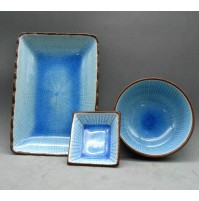 SET PIATTINI IN CERAMICA STILE CHINA CINA COLORE AZZURRO