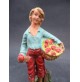 STATUINA DEL PRESEPE IN CARTAPESTA  - CONTADINO CON FRUTTA - ALTEZZA : 9 CM