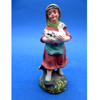 STATUINA DEL PRESEPE IN CARTAPESTA - DONNA CON PAPERA -