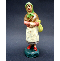 STATUINA DEL PRESEPE IN PASTA - CONTADINA CON BORSA GIALLA -