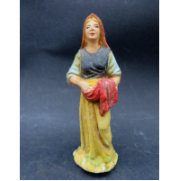 STATUINA DEL PRESEPE IN PASTA - RAGAZZA CON SACCO ROSSO -