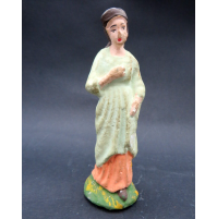 STATUINA DEL PRESEPE IN PASTA - ZAMPOGNARO CON CAPPELLO ROSSO -