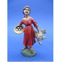 STATUINA DEL PRESEPE IN PLASTICA - DONNA CON GALLINA E VUOVA -