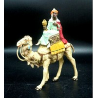 STATUINA DEL PRESEPE IN PLASTICA - RE MAGIO CON CAMMELLO - BALDASSARRE - 