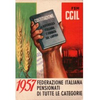 TESSERA 1957 CGIL - BOLOGNA - FEDERAZIONE ITALIANA PENSIONATI - 