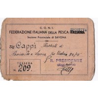TESSERA CONI FEDERAZIONE ITALIANA DELLA PESCA SPORTIVA 1949 SEZ. SAVONA 9-49bis