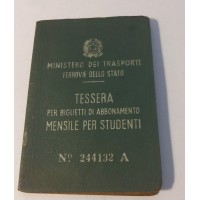 TESSERA FERROVIARIA ABBONAMENTO MENSILE PER STUDENTI 1960 2-185