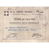 TESSERA PUBBLICA ASSISTENZA CROCE BIANCA ALBENGA - 1964 -  C8-529