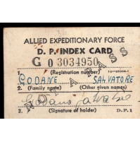 WW2 – ALLIED EXPEDITIONARY FORCE - D.P. INDEX CARD 12 AGOSTO 1945