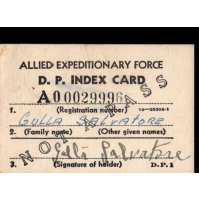 WW2 – ALLIED EXPEDITIONARY FORCE - D.P. INDEX CARD Tessera di italiano