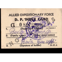 WW2 – ALLIED EXPEDITIONARY FORCE - D.P. INDEX CARD Tessera italiano